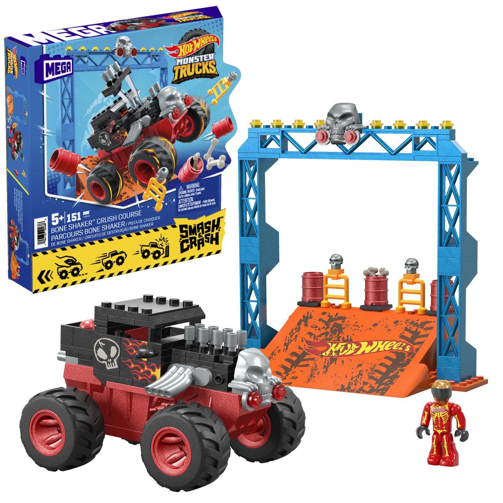MEGA Hot Wheels Monster Trucks Bone Shaker Botsingsset