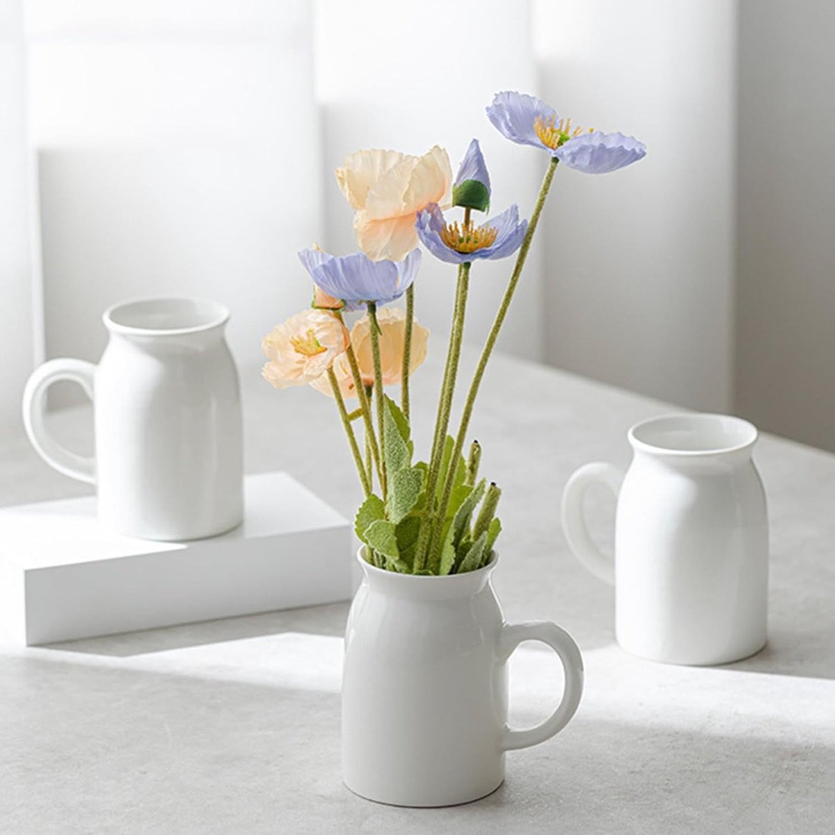 Keramische Kruik Vaas - Decoratieve Boerderij Vaas voor Bloemen Schikken - Minimalistisch Ontwerp