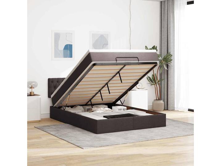 vidaXL Ottomanische Bett mit Matratze & LEDs Dunkelbraun 140x190 cm
