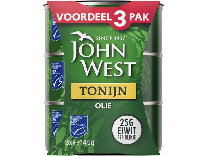 John West MSC tonijn in olie - 3 x 145 g