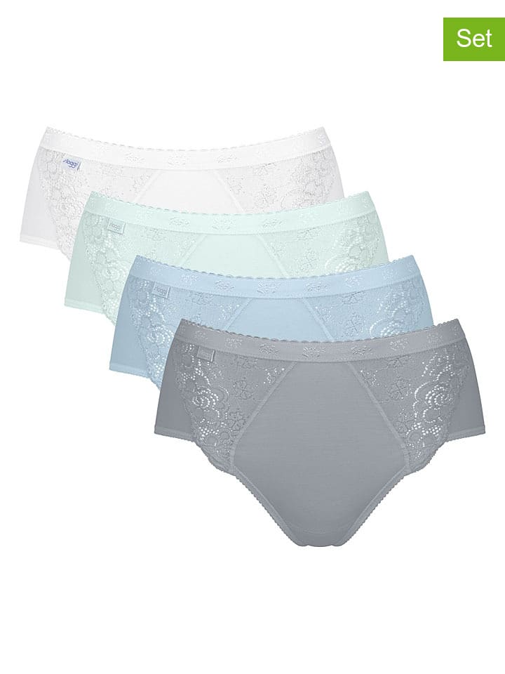 Sloggi 4er-Set: Slips ''Chic'' in Hellblau/ Grau/ Weiß - 40