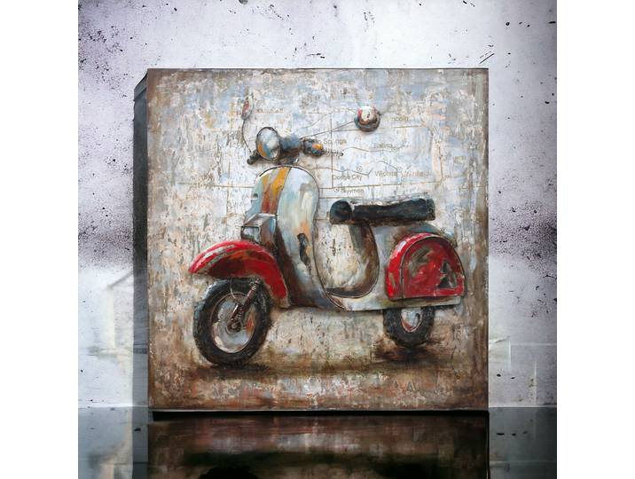 Tableau Relief Scooter Vintage en Métal