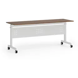 Mobiler Schreibtisch PRIMO MOBI, 180x60 cm, weißes Metallgestell, Nussbaum