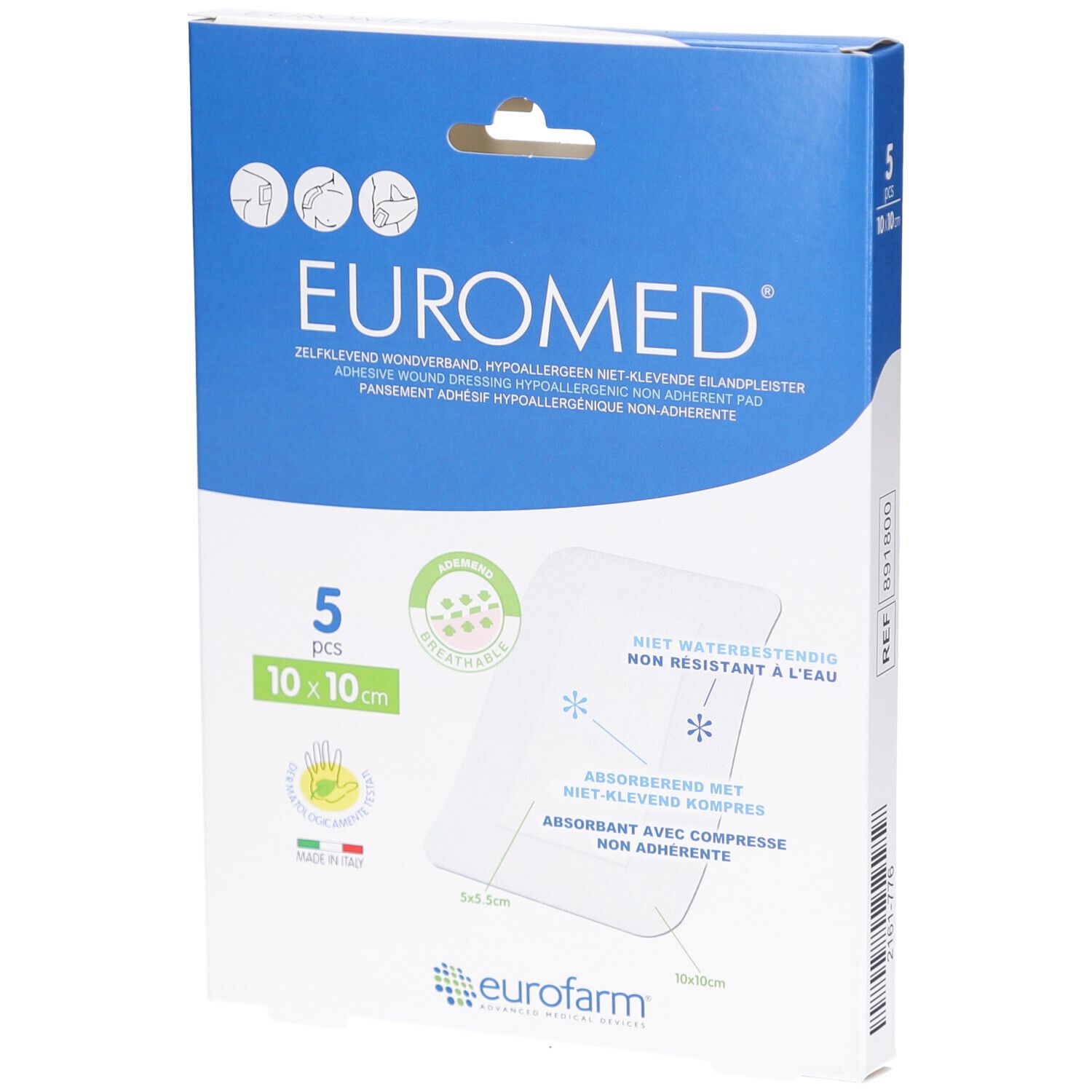 Euromed 10cm x Eilandpleister Steriel 5 St Pflaster