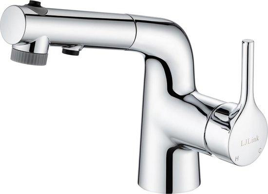 Unyqoos Famanu wastafelmengkraan met uitschuifbare douche - zilver