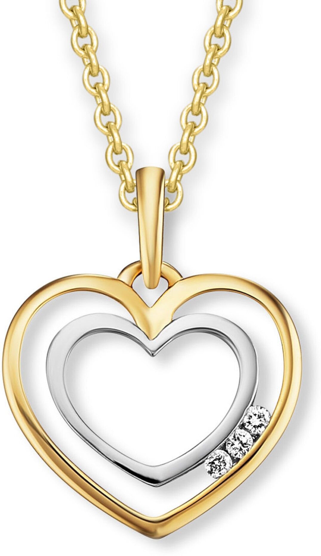 Kette mit Anhänger ONE ELEMENT "0.03 ct Diamant Brillant Herz Anhänger aus 585 Gelbgold", gold, Halsketten, Damen, 0,03, Diamanten Gelbgold 585 Gold, Diamanten, Gelbgold 585, Gold, Sanfte Brillanz – Diamantveredelung für ein wertiges Finish