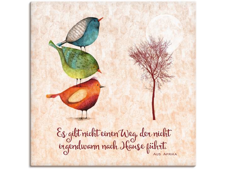 Leinwandbild ARTLAND Lebensweisheit Zu Hause , beige (farbe bild(er): naturfarben), B:40cm H:40cm, Bilder, Leinwandbild, auf Holzrahmen gespannt