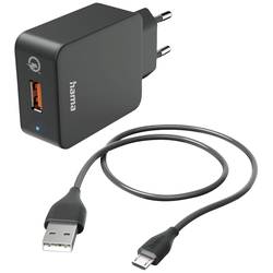hama 00201621 Schnellladegerät mit Ladekabel Micro-USB, 19,5 W, 1,5 m, Schwarz