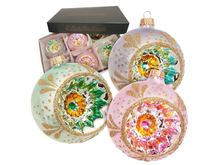 Weihnachtsbaumkugel KREBS GLAS LAUSCHA Weihnachtskugel Reflex mehrfarbig 8cm , bunt (mehrfarbig), B:8cm H:8cm T:8cm Ø:8cm, Glas, Weihnachtsbaumkugeln, Weihnachtsbaumkugel, Dekoriert mit Liebe zum Detail