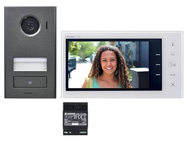 Kit portier vidéo JVS1V Aiphone - Platine saillie - Moniteur écran 7\ - 2 Fils intégral