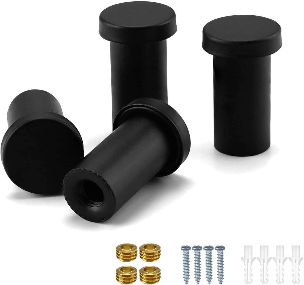 Allecto Plus Set van 4 Garderobehaken Zwart inclusief Schroeven