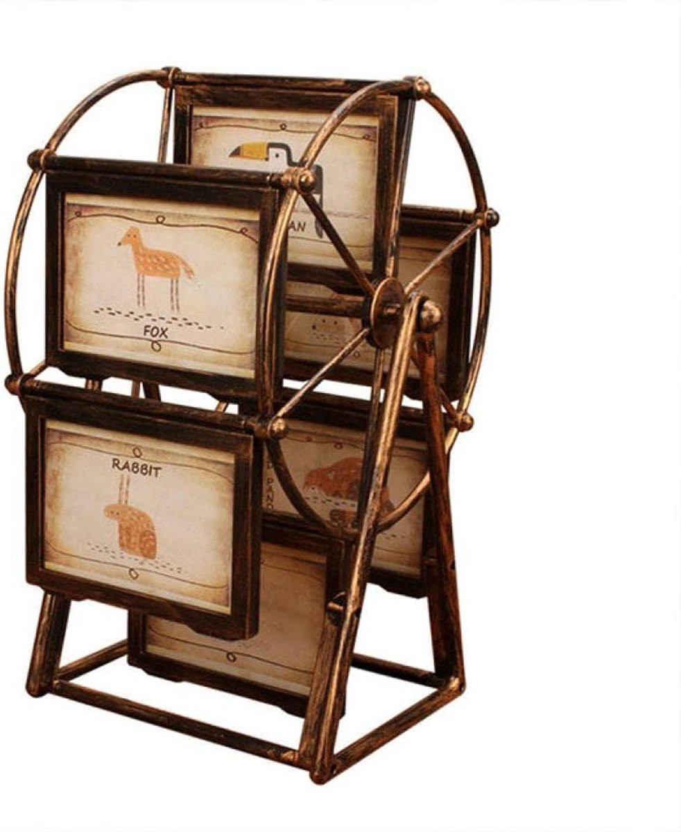 Fotolijst Creatieve Combinatie Draaibaar Reuzenrad Bruin - Weergeeft 12 Foto's van 5-Inch