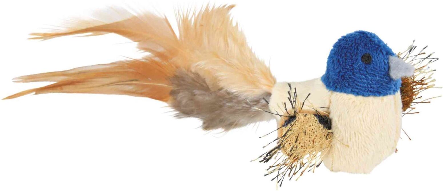 TRIXIE Vogel mit Federn, Plüsch, Katzenminze, 8 cm