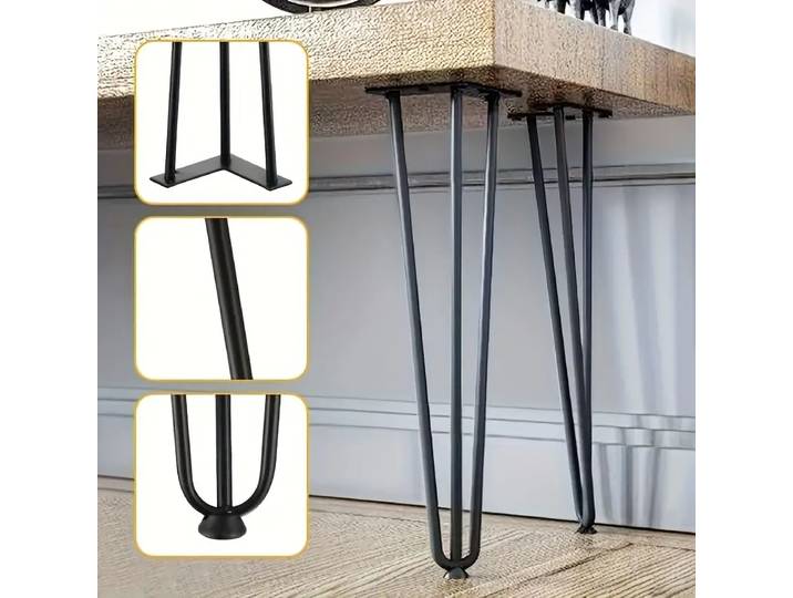 Pieds de Table en Métal de 40-75cm, 3 Épingles à Cheveux, Accessoires de Meubles pour Banc de Maison, Table Basse, 4 Pièces