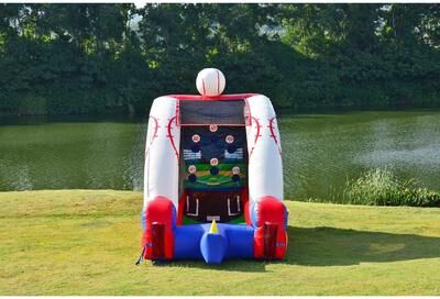 JumpOrange Baseball Target Game Inflatable for Kids and Adults (with Blower and Foam Bat)