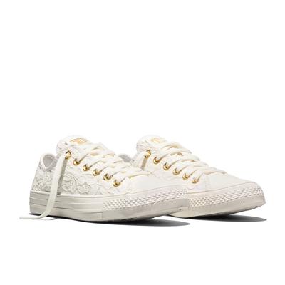 Sneaker CONVERSE "CHUCK TAYLOR ALL STAR LACE", Damen, Gr. 37,5, Synthetik, weiß (vintage weiß, vintage weiß), Textil, Schuhe Sneaker