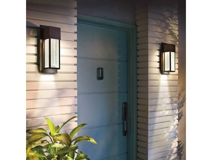KICHLER LED Aussenwandleuchte Sorel, bronze / altmessing, Glas, Modern, LED Wandleuchte außen
