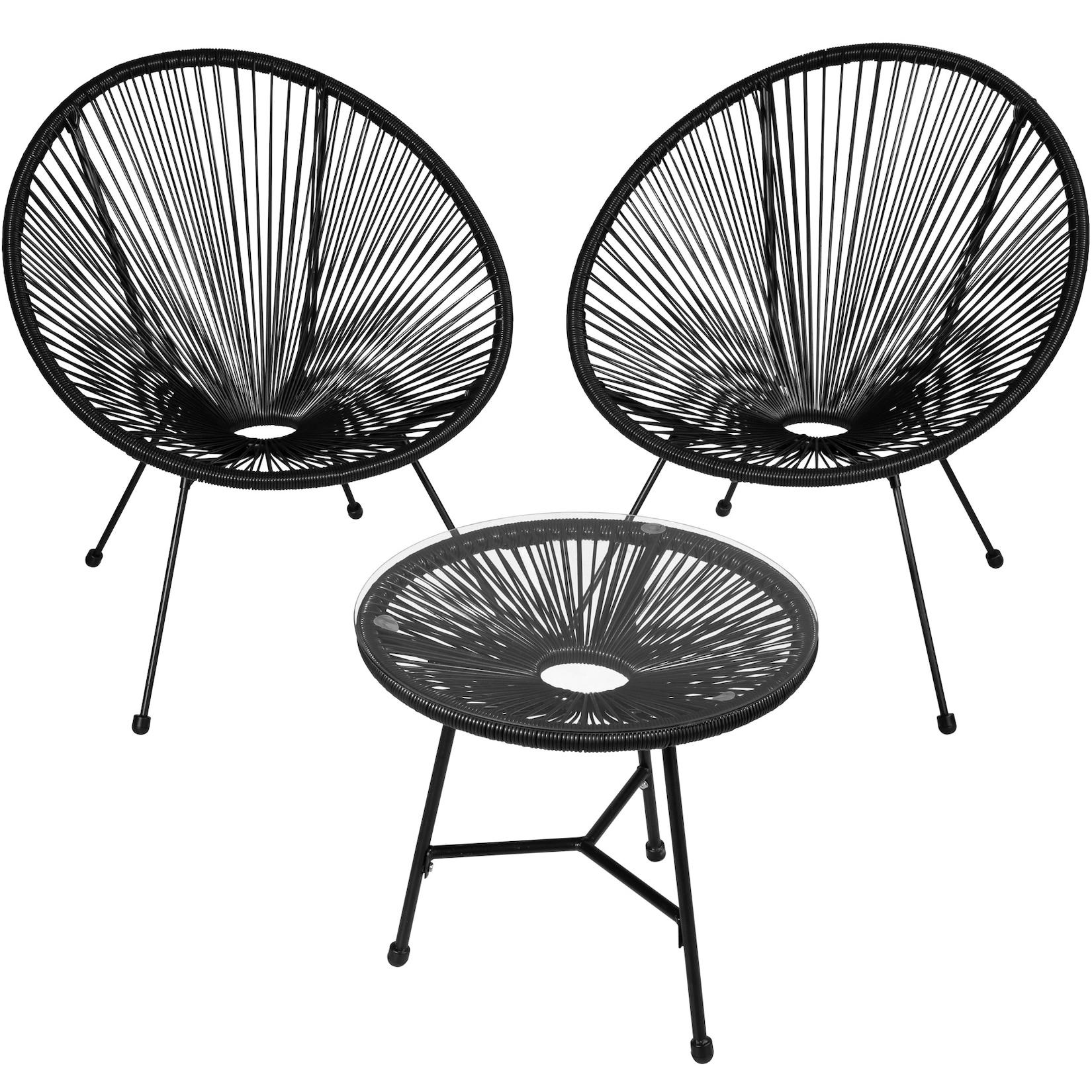 tectake® 2 Gartenstühle Santana mit Tisch, Retro-Design im Acapulco-Stil, UV-beständig, Belastbarkeit Stuhl 120 kg