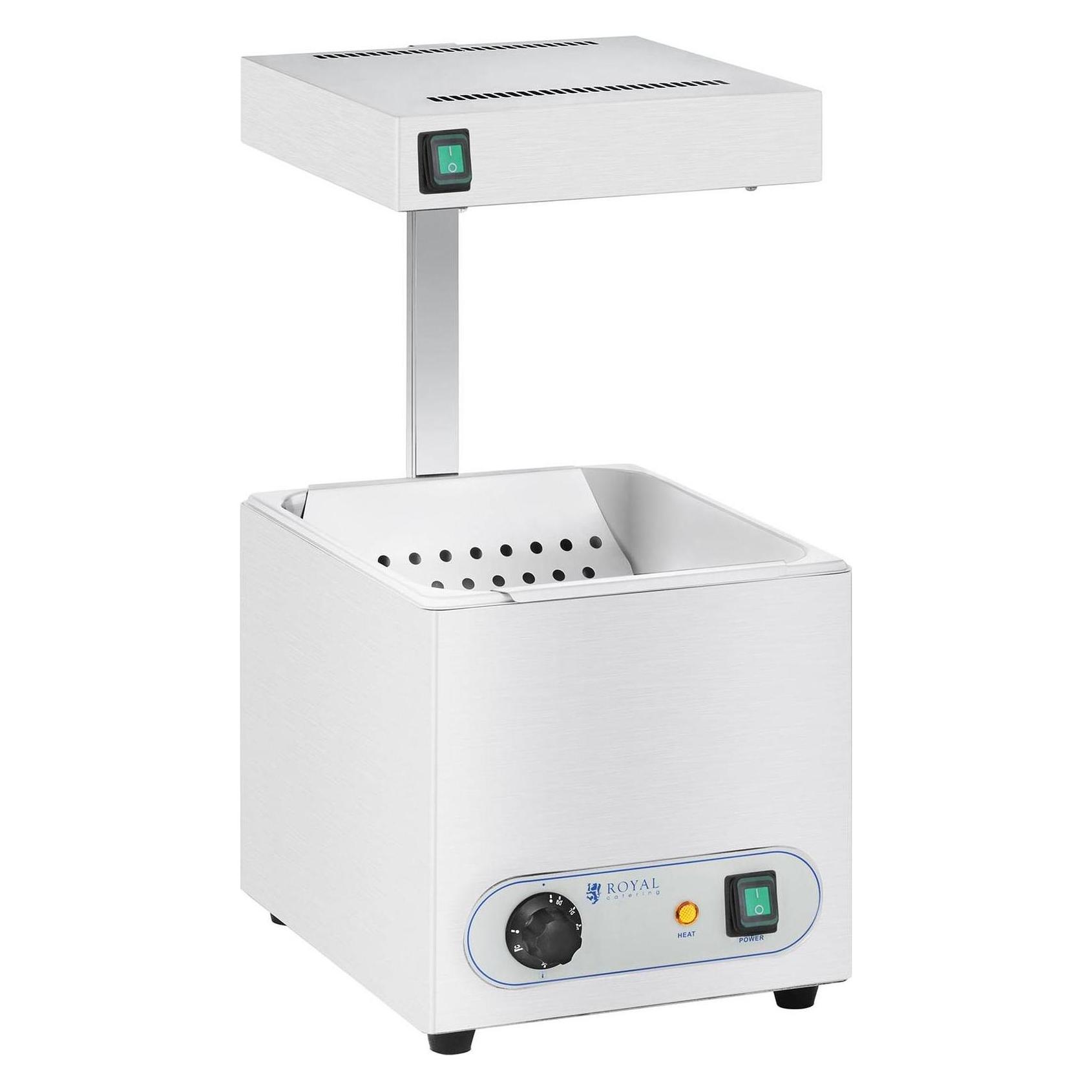 Royal Catering Pommeswärmer Mit Wärmebrücke Wärmestrahler Pommes Frittenwanne Warmhaltegerät (RCWG-1500)