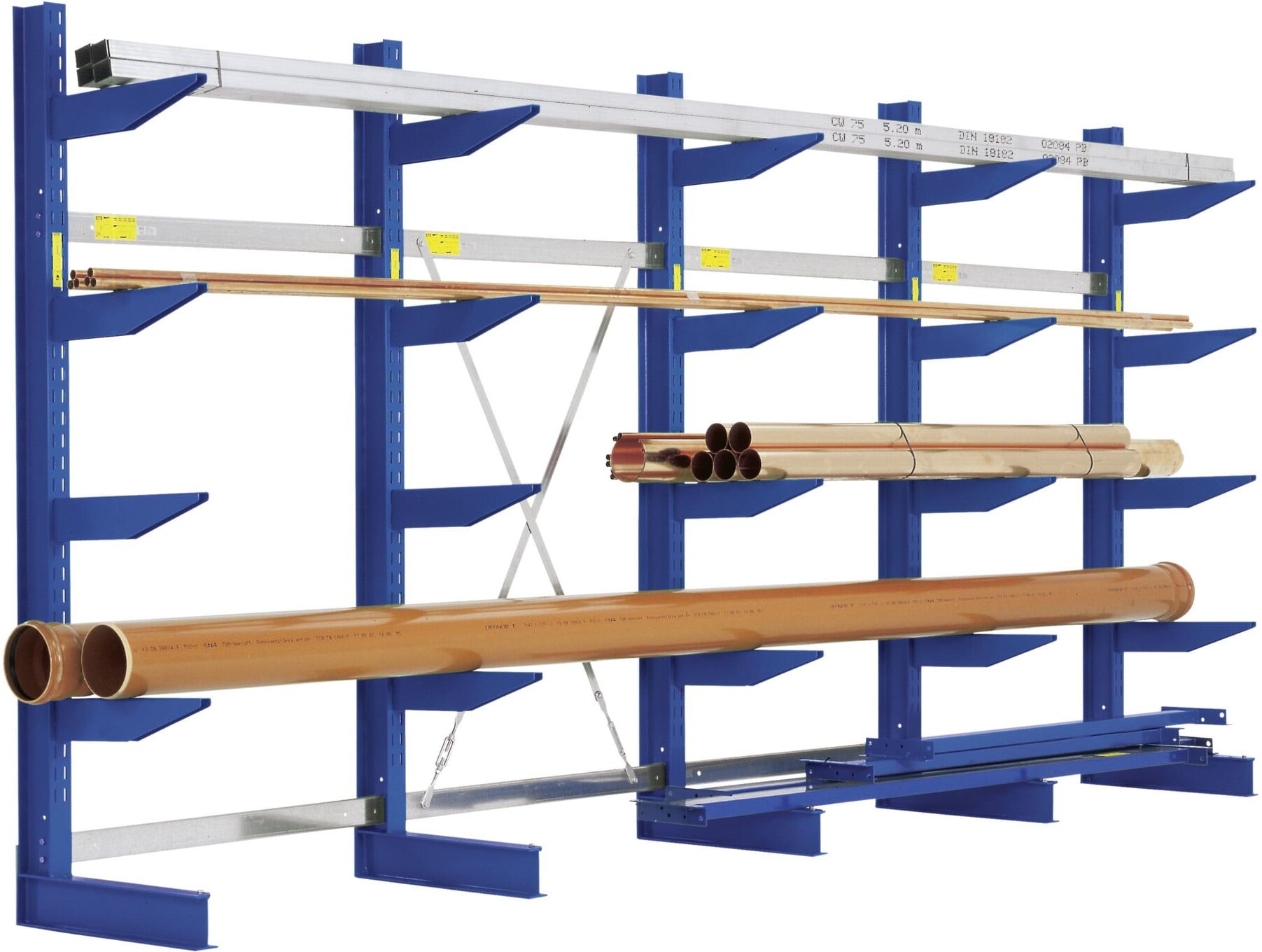 Bito Kragarmregal Set / NT400 IPE140 TypS H2500xL5080xT540 mm 5 Ständer, einseitig enzianblau (18003)