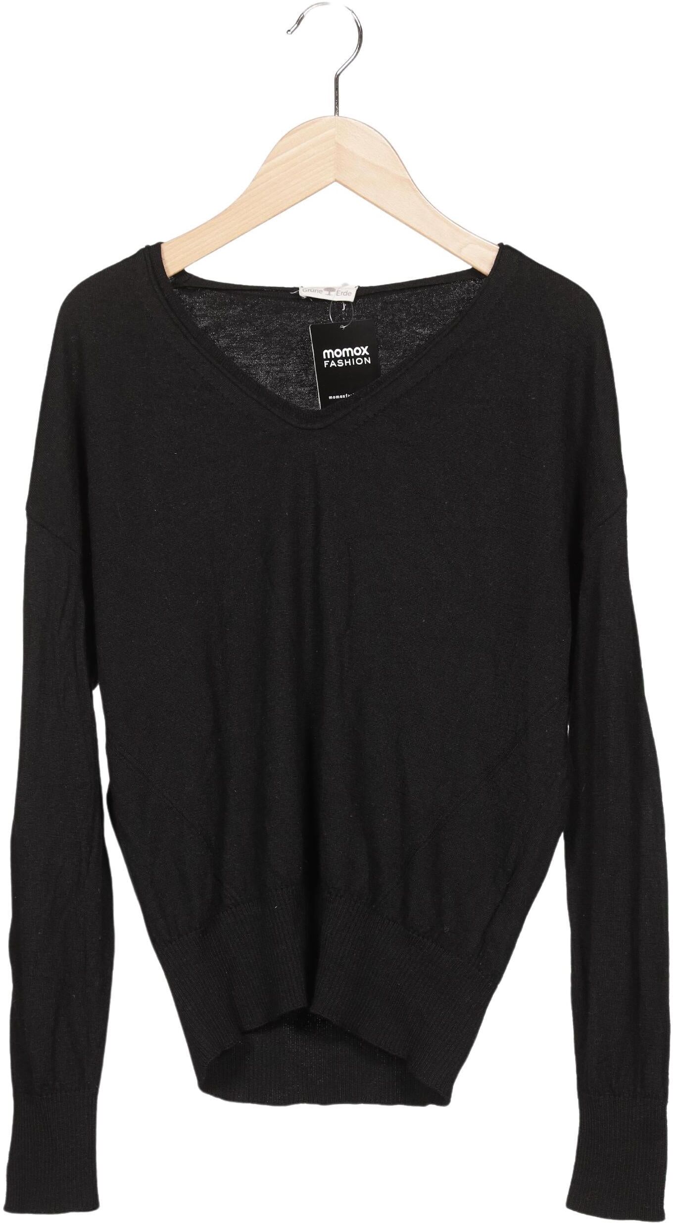 Grüne Erde Damen Pullover, Schwarz, Gr. S, Schurwolle - Second Hand