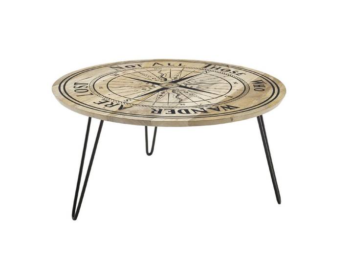 freiraum Couchtisch NEVIS, in Kompass-Motiv, Mango Massivholz - 90x46x90cm (BxHxT)