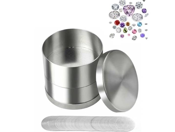 AQFYGDJVPNSL Diamant-Sieb Profi 65 mm Edelstein Sortiersieb Juwelier Professionelles Diamant-Sieb-Set – 65 mm. Für präzise Edelsteinsortierung in Juweliergeschäften(80mm)