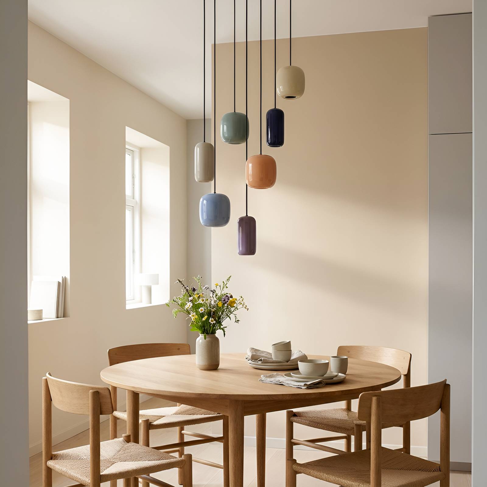 Hängelampe Narion Lucande, dimmbar, Multicolour, für Wohn- / Esszimmer, Metall, Design, Pendelleuchte