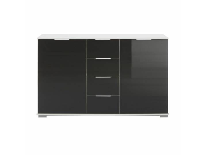 Wimex Easy Plus Kombikommode - Dekor weiß, Glas grau Modern