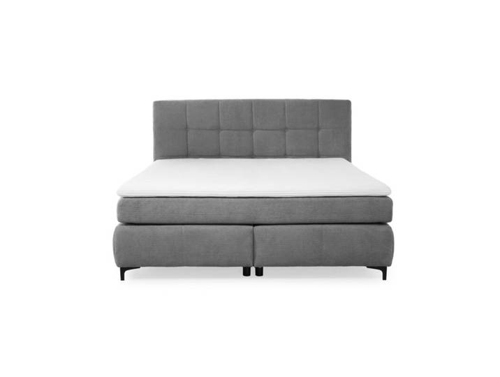 Trendstore Jale Mix/Max Boxspringbett in Microfaser, inkl. 2 Matratzen und Topper - Microfaser 403/19 dunkelgrau - Hart Hart Schlafzimmer, Kopfteil mit Steppung, mit Matratzen und Topper, bequeme Polsterung, trendiger Bezug in Microfaser Modern, Zeitlos