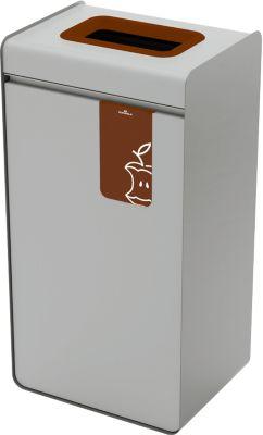 Wertstoffsammler Durable DURASORT®, Volumen 55 l, für Bioabfall, farbiger Einwurf-Ring und Piktogramm, Inneneimer, Stahl und Kunststoff, braun-grau