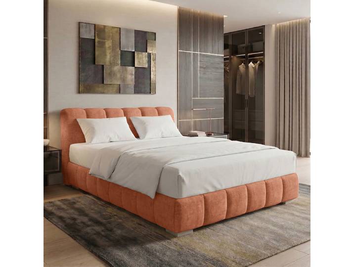 Boxspringbett mit Bettkasten 160 x 200cm Chenille Vinca Orange