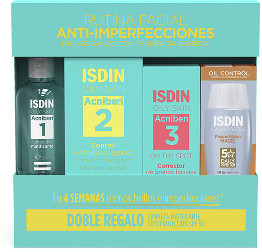 Isdin Coffret 4 pièces Acniben Brillance et Contrôle des Imperfections