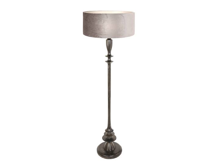 Lampadaire Bois modèle D Ø 50cm Marron/Argenté Velours E27