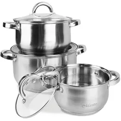 Maestro Zestaw garnków 6 el MR-2120-6L, Pfannenset + Topfset, Silber