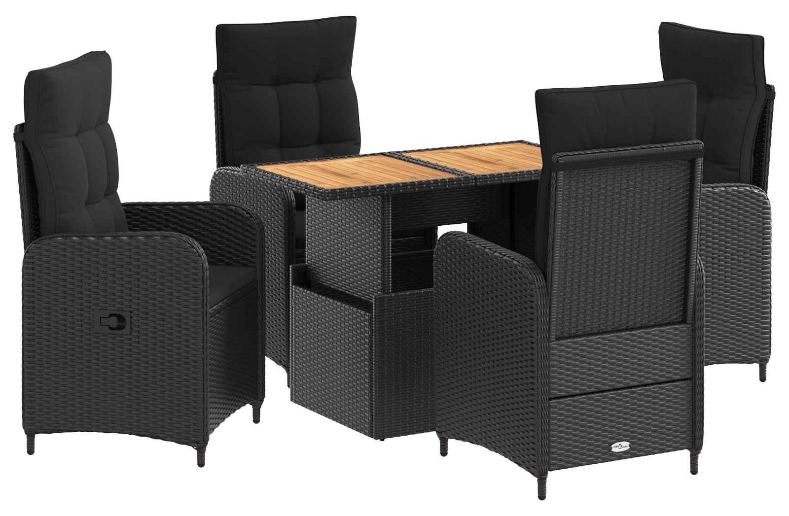 Outdoortisch-Set 5 pcs Schwarz
