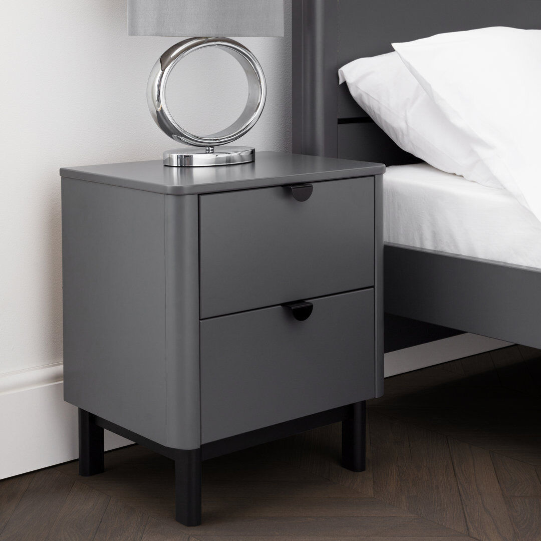 Brayden Studio Janine 46 cm W Bedside Table Storm Grey 53cm H X 46cm W X 34cm D