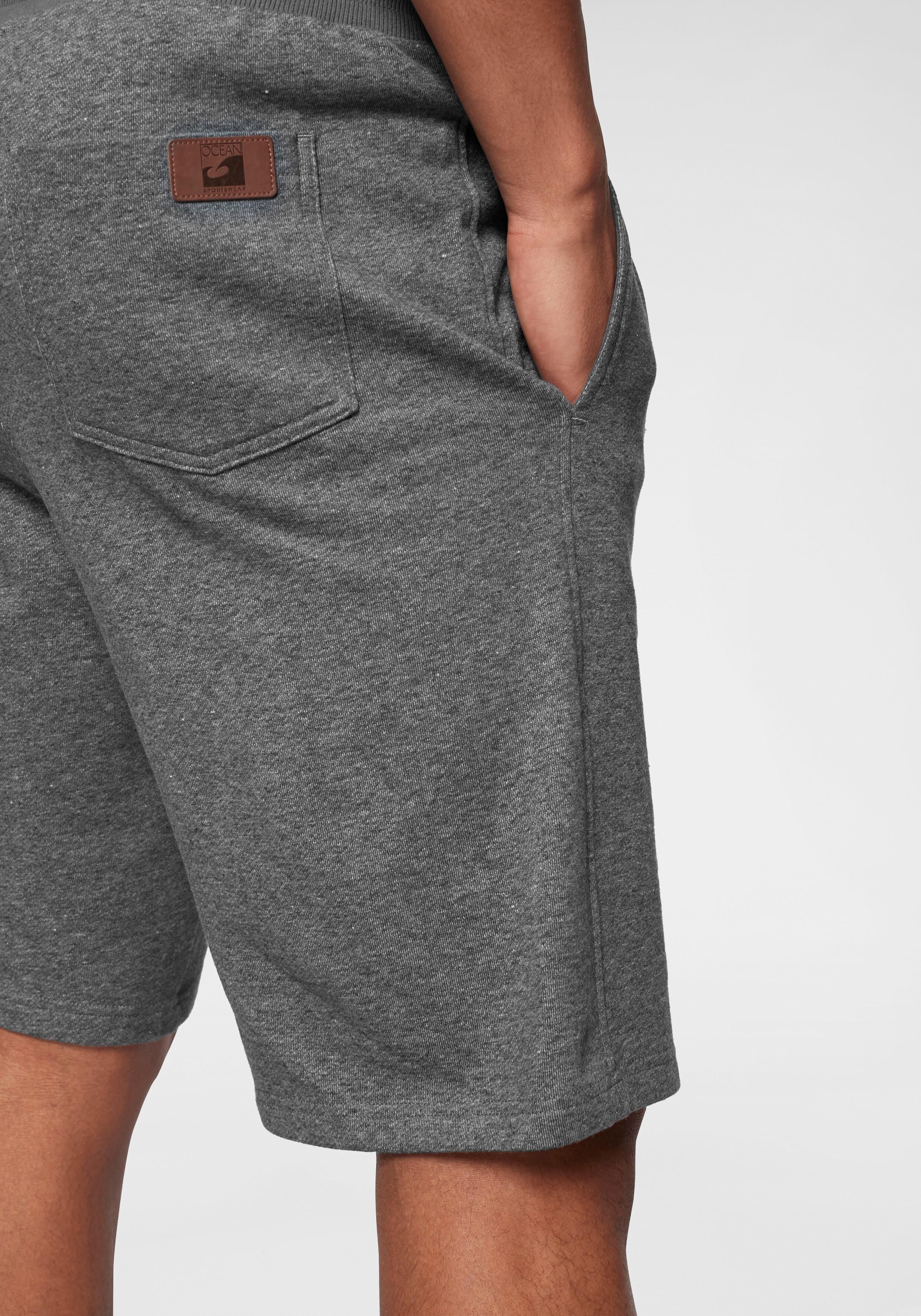 Sweatshorts OCEAN SPORTSWEAR "Athleisure Sweat Shorts - Relax Fit", Herren, Gr. M (48/50), N-Gr, grau (dunkelgrau, meliert), Sweatware, Obermaterial: 60% Baumwolle, 40% Polyester, meliert, bequem kurz, Hosen Sweatshorts, Elastischer Hosenbund mit Kordelzu