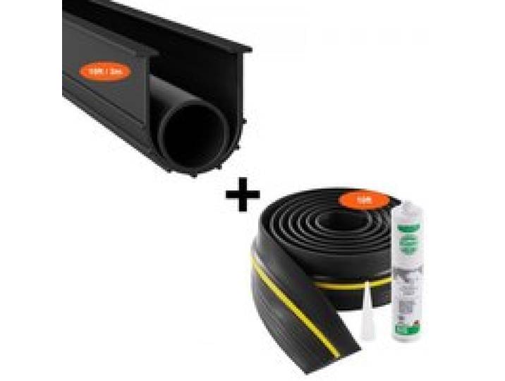 VEVOR Afdichtingsset voor garagedeurdorpels en -sokkels 3 m U-vormig + O-ring, Universele PVC-afdichtstrip voor garagedeursokkels, Te combineren met weerbestendige afdichtstrip