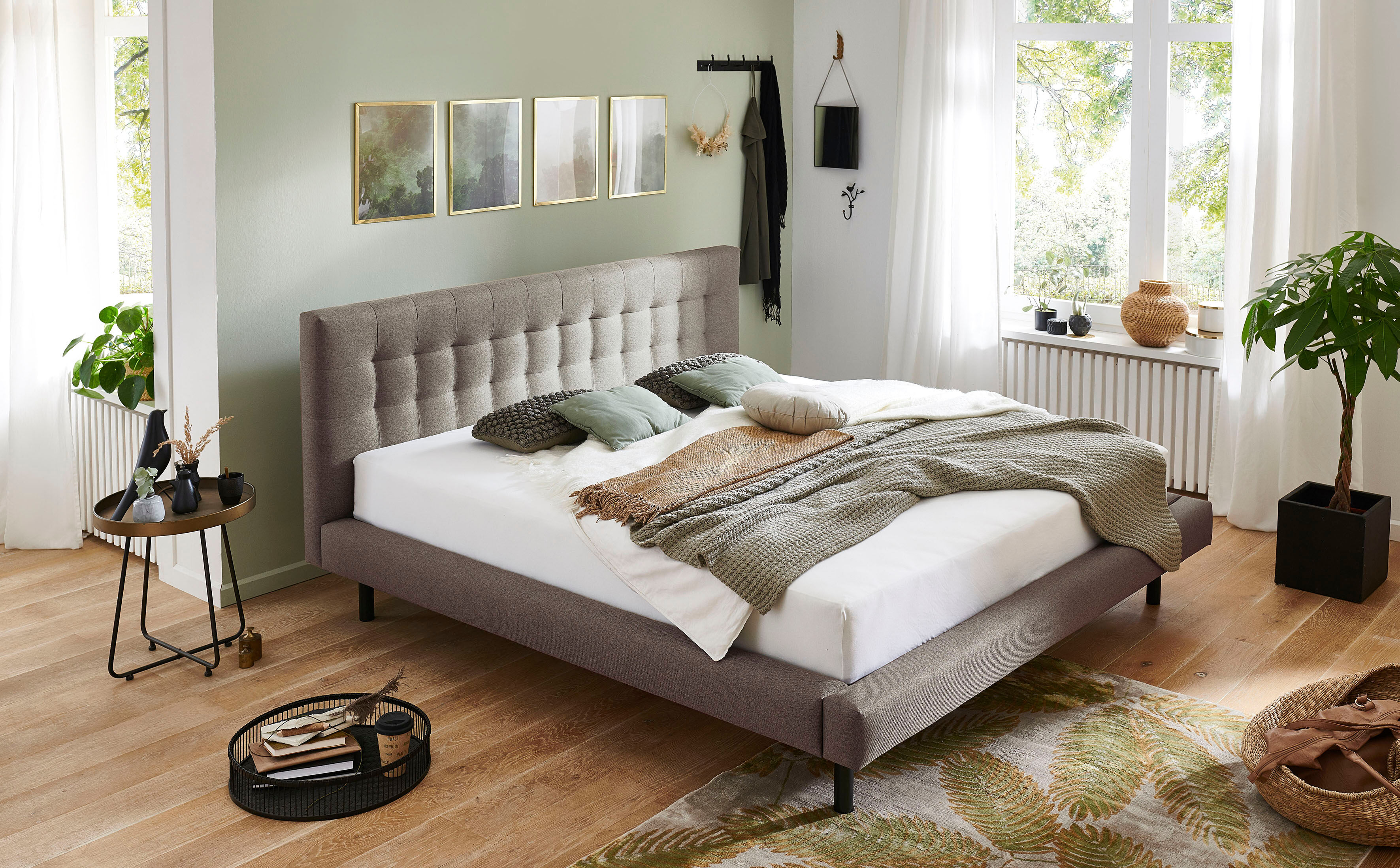 Home affaire "Tobjörn" Mit breitem Futon-Rahmen taupe Liegefläche Länge B: 200cm x 180cm, Höhe Bett: 35cm