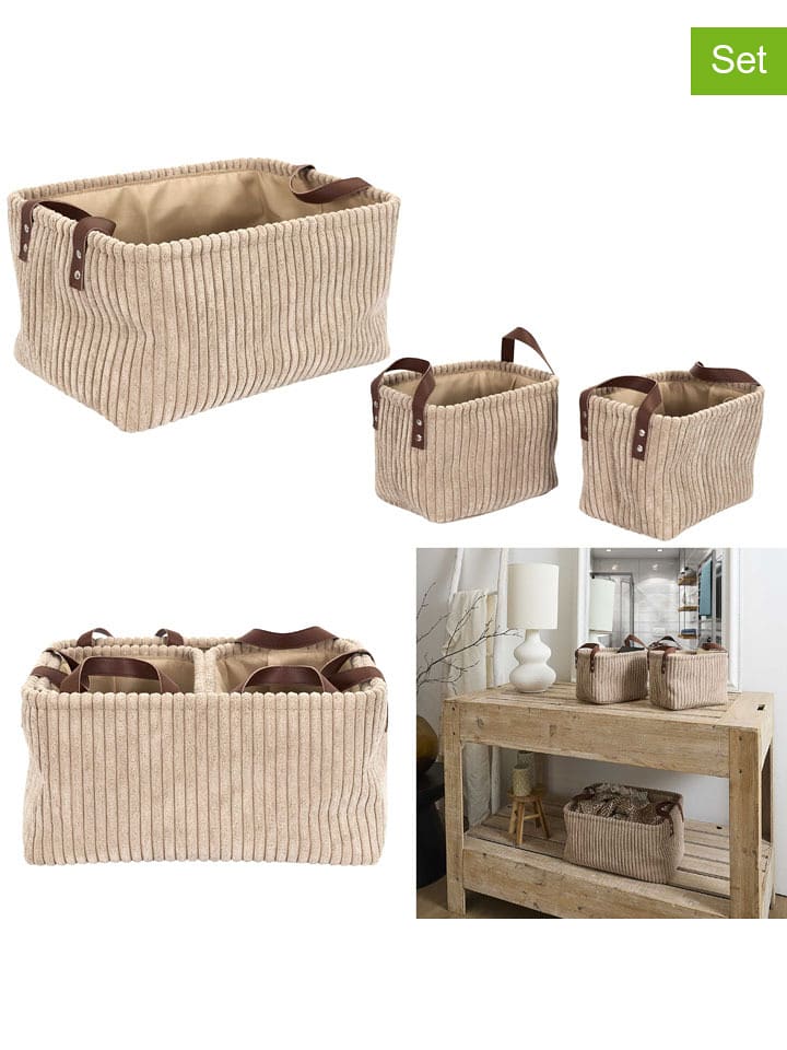 THE HOME DECO FACTORY 3er-Set: Aufbewahrungskörbe in Beige - onesize
