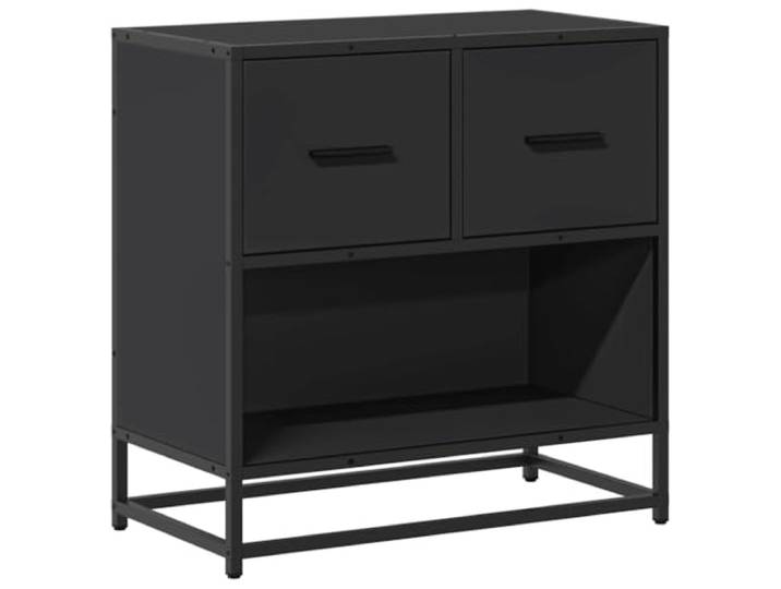 Heofavd Nachttisch Schwarz 60x31x60 cm Beistelltisch mit 2 Schubladen