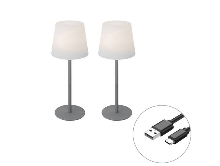 Ensemble de 2 lampes de table rechargeables grises 40 cm IP54 -