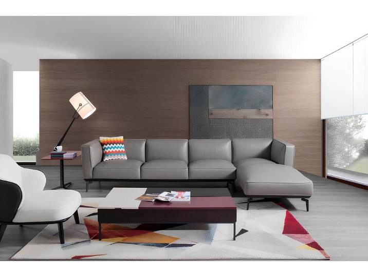 JVmoebel Ecksofa Loungesofa Halbleder Grau mit hochwertiger Polsterung, Made in Europa