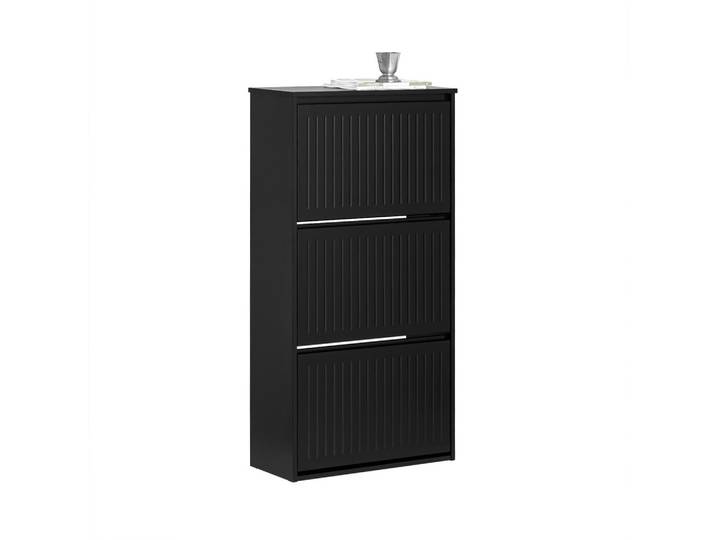 SCHUHSCHRANK mit 3 Klappen Schwarz