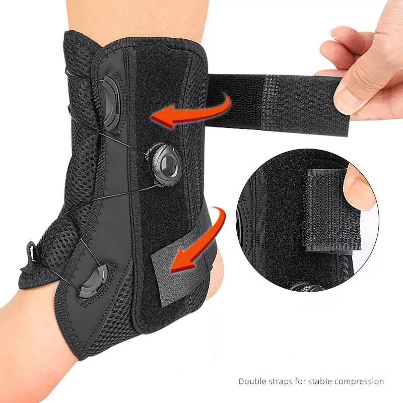 INF Verstellbare Knöchelbandage mit Rechtsdrehung – Kompressionsunterstützung mit Aluminiumplatte und Stahlkabel S