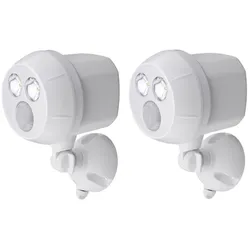 Mr. Beams Batterie-LED-Außenstrahler "MB382" Weiß mit Bewegungsmelder 2er Pack