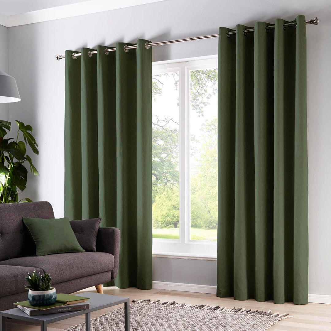 Fusion Cannes 100% Cotton Blackout Sliding Panel Green 114.50cm Width x 183cm Drop