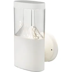 Wandlampe Wandleuchte Hauswandlampe Fassadenleuchte Außenlampe, Wetterfest IP44 Edelstahl weiß klar, LED 7W 450Lm warmweiß, LxBxH 12,6x6,6x23cm