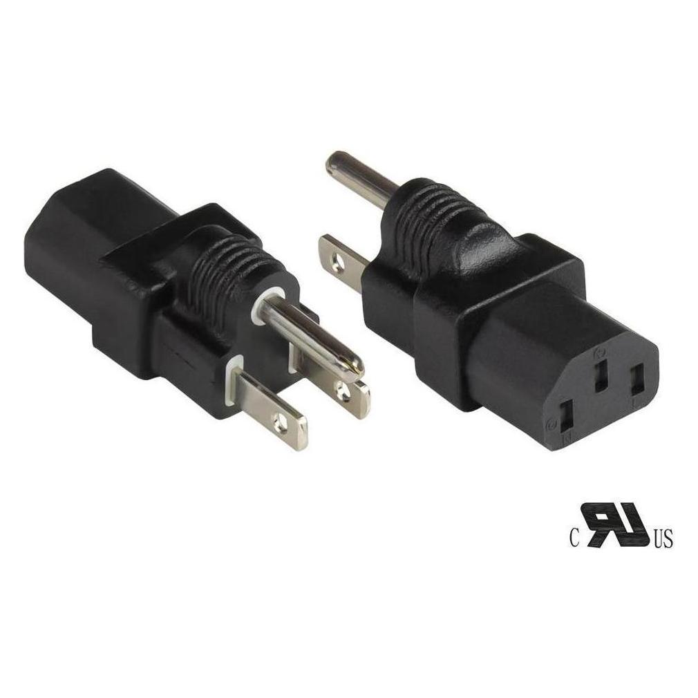 Varia Stromadapter Amerika/USA Netz-Stecker Typ B (NEMA 5-15P) an IEC 60320 C13, UL, schwarz (NEMA 5-15R) (408766)